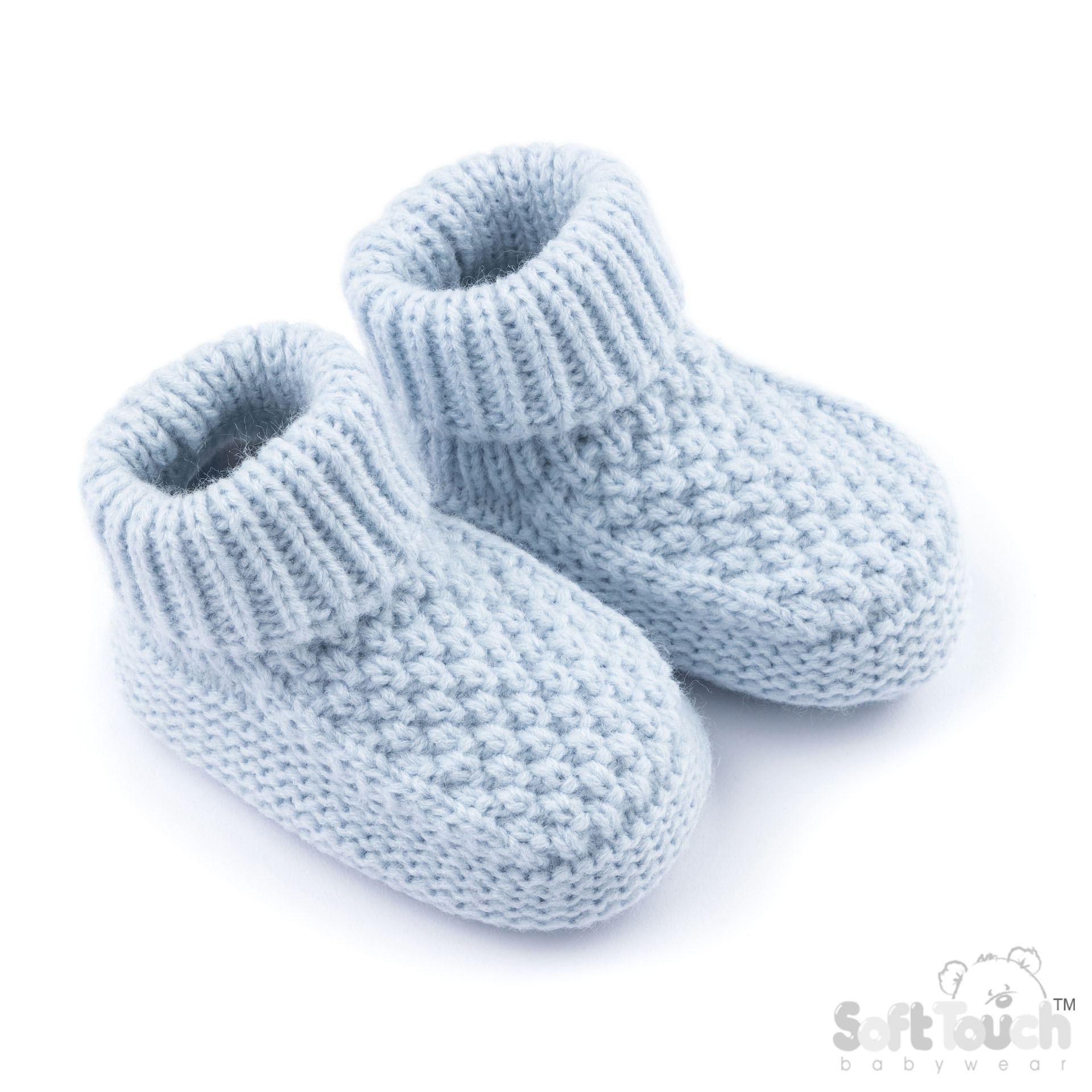 Baby Blue 'Elegance' Ribbed Bootees : ABO712-BB