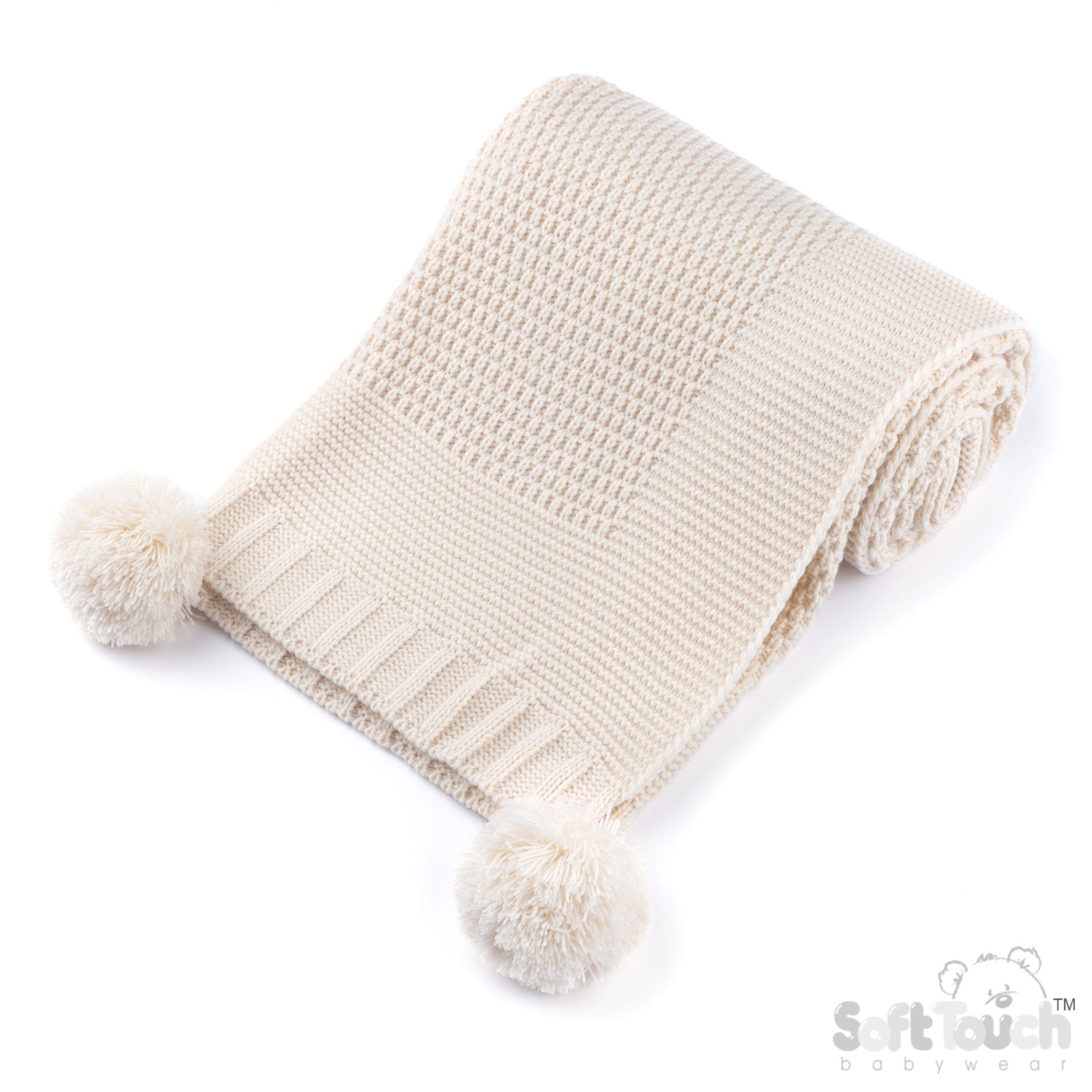 Baby Coffee 'Elegance' Ribbed Wrap with Pom Poms : ABP712-BCOF