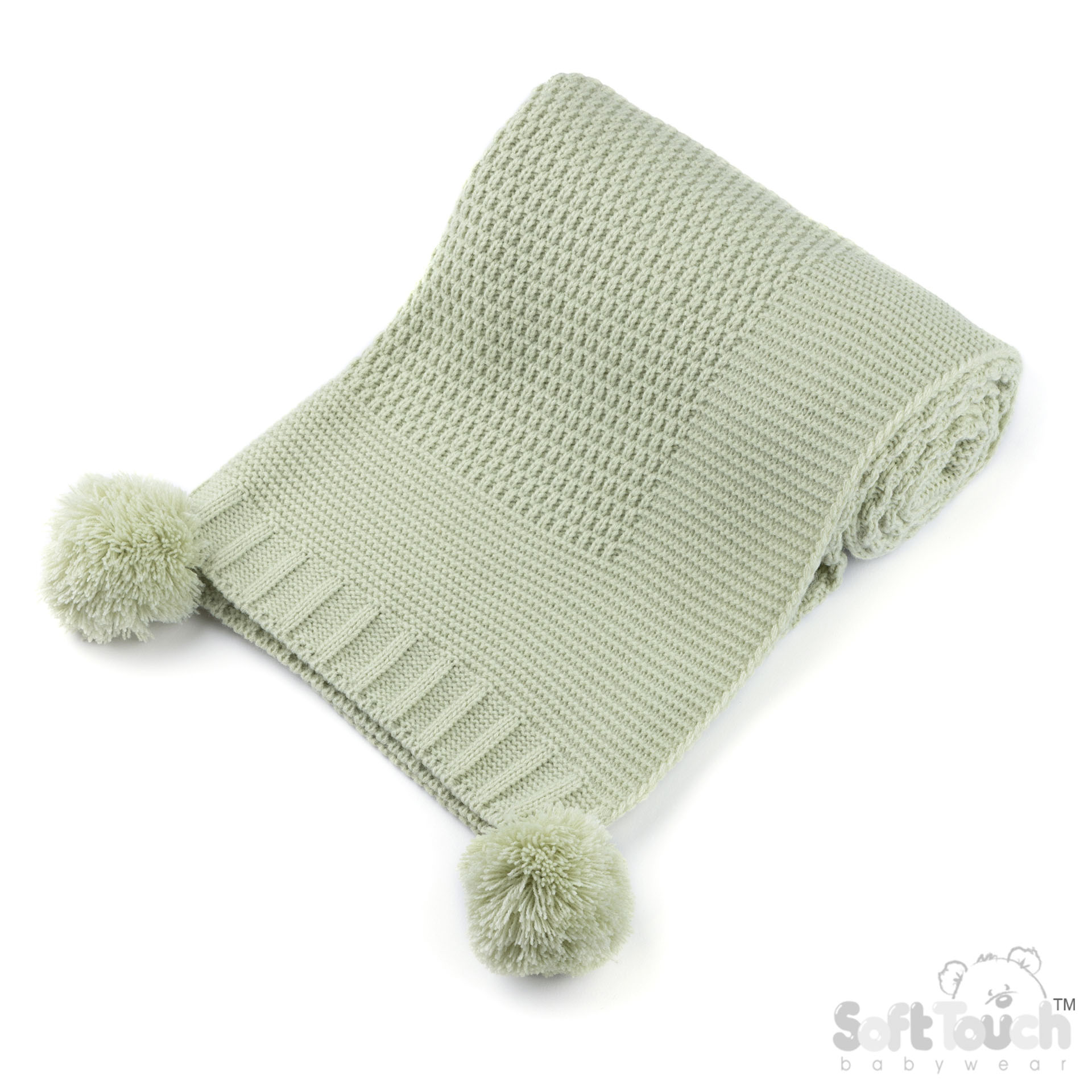 Baby Mint 'Elegance' Ribbed Wrap with Pom Poms : ABP712-BMI