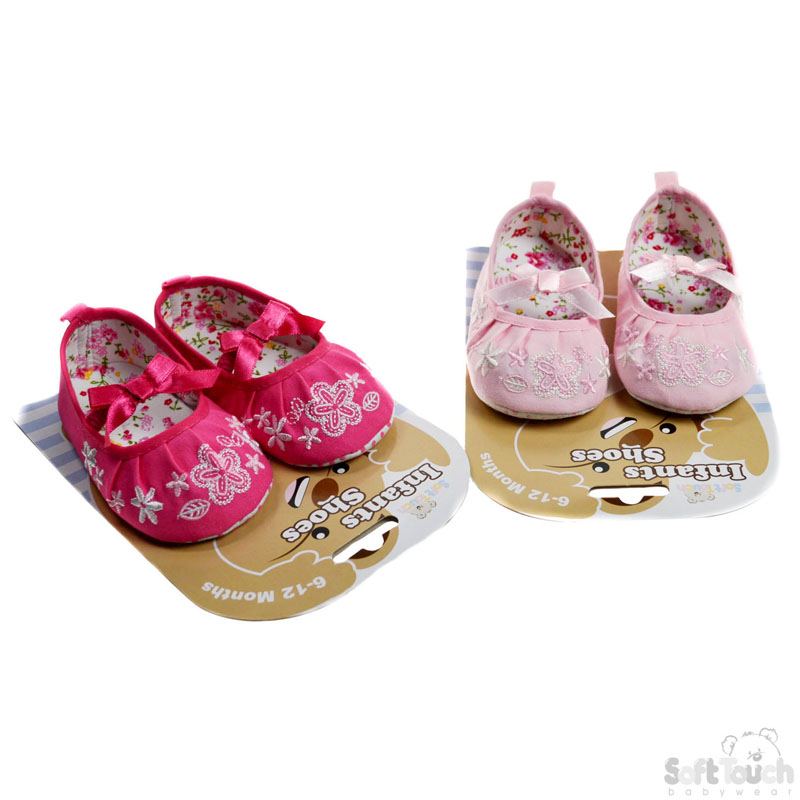 Cotton Shoes W/Flowers & Ties No.B1239