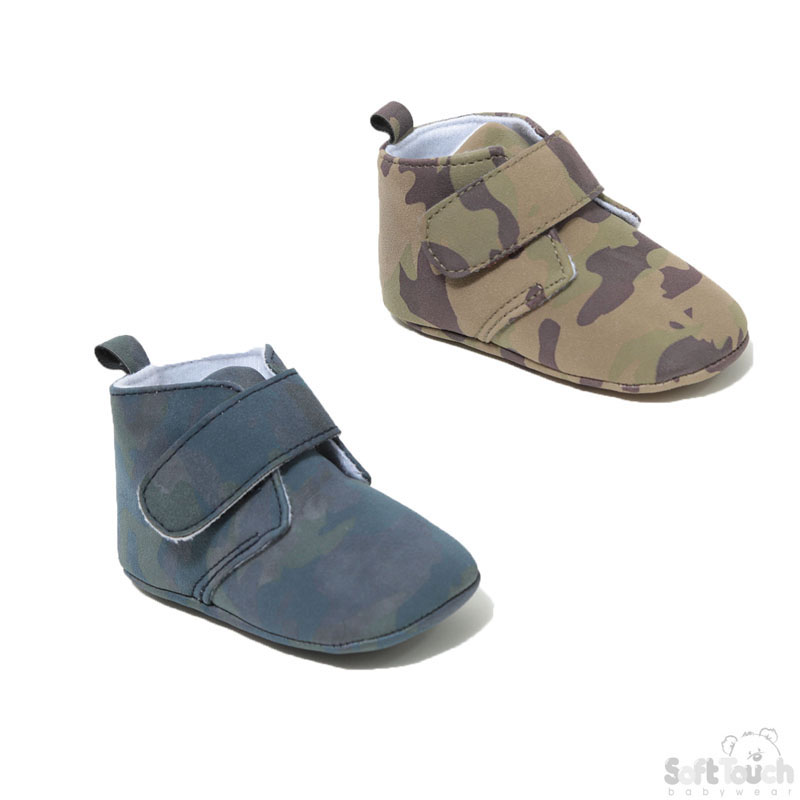 PU Army Print Shoes W/Velcro Fastener No. B1381