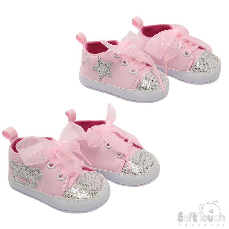 Pink Glitter Star and Bear Trainers: B2274-P