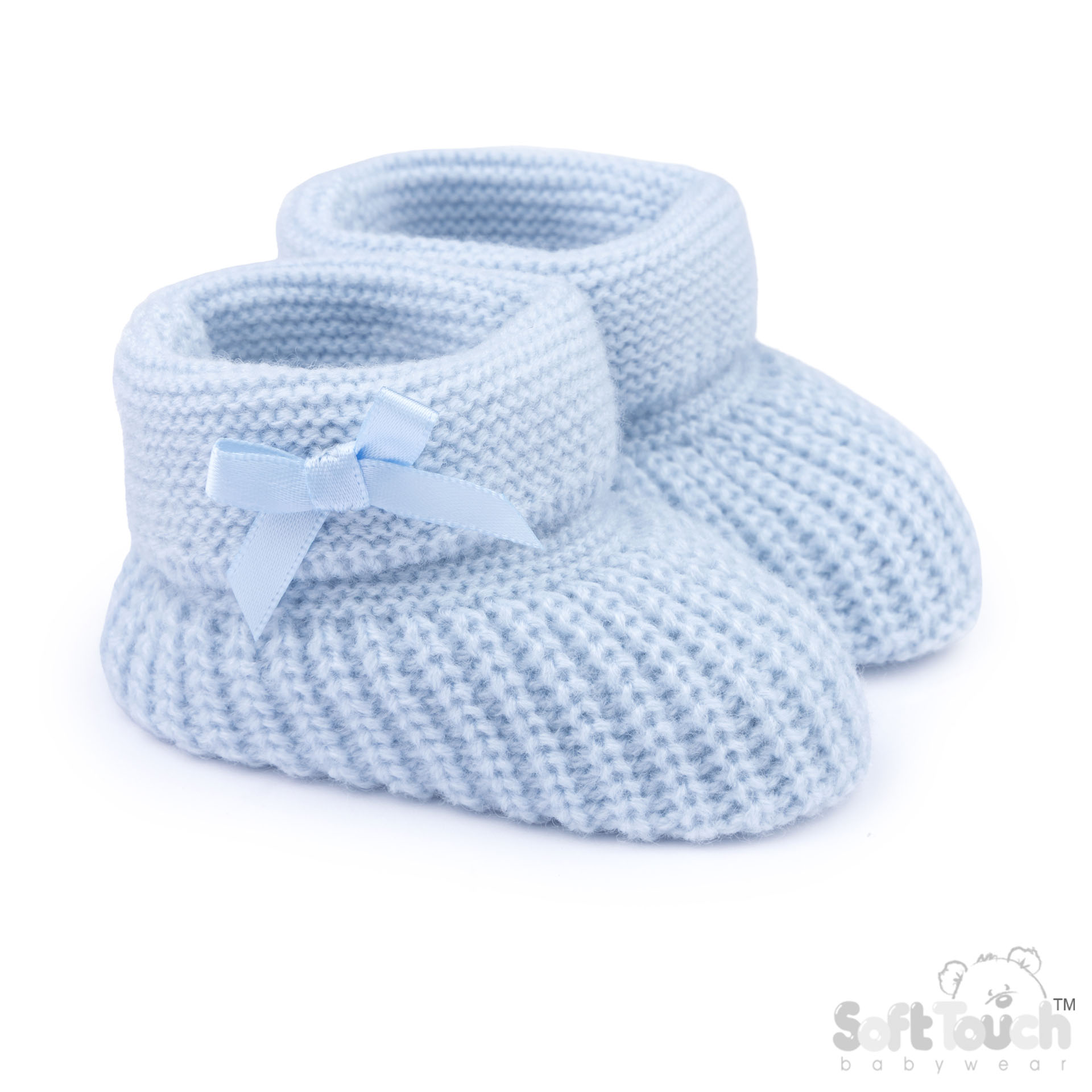 Blue Acrylic Bootees with Bow