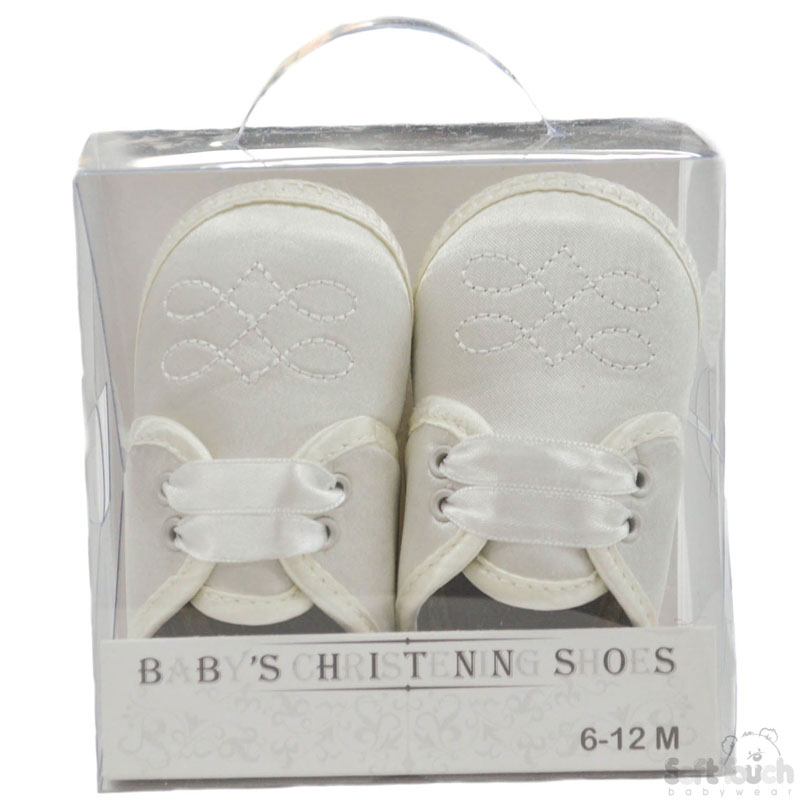 Cream Boys Satin Shoes W/Emb No. B92-C 6/12