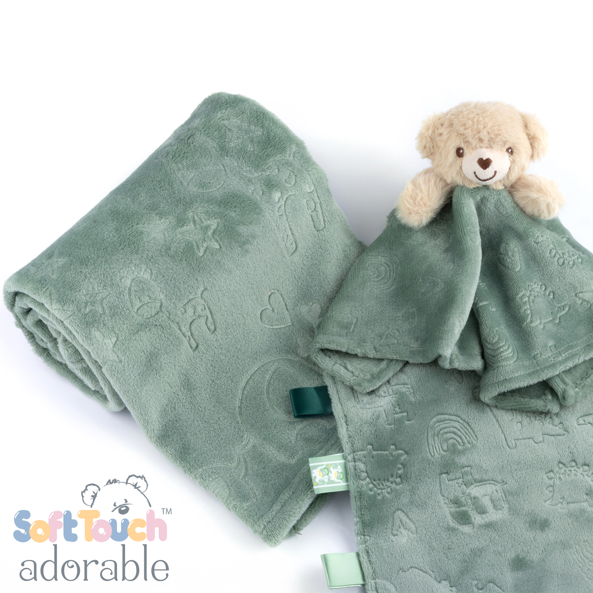  Sage Green Bear/Elephant/Dinosaur Comforter - BC305-SG
