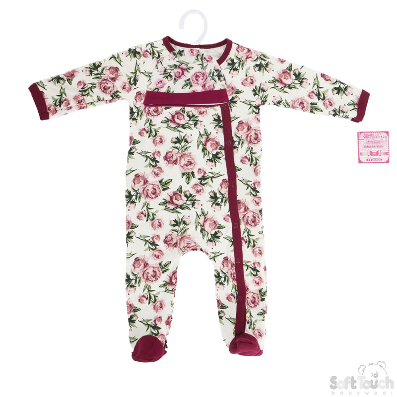 Girls Floral 2 Piece Set - Sleepsuit & Hat : BG128