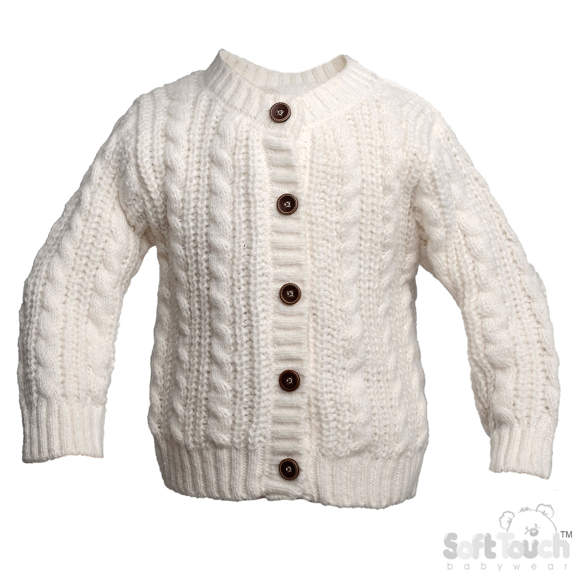 Long Sleeved Cream Knitted Cardigan : CD16-C