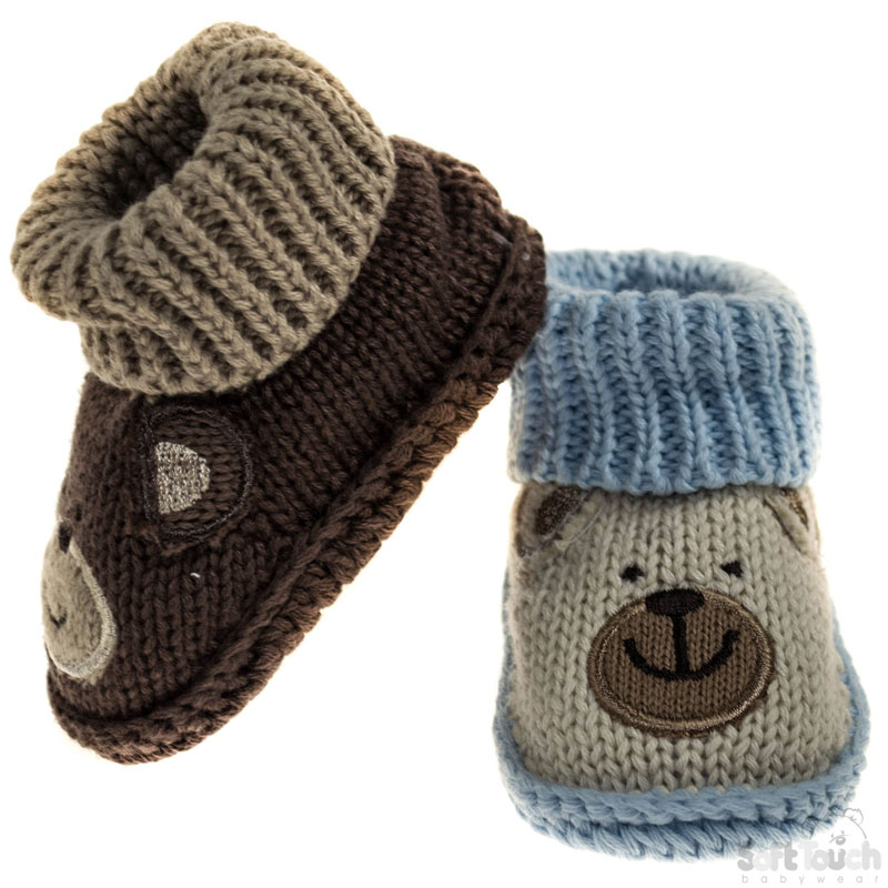 Boys Knitted Crochet Bootees: CRS08-B
