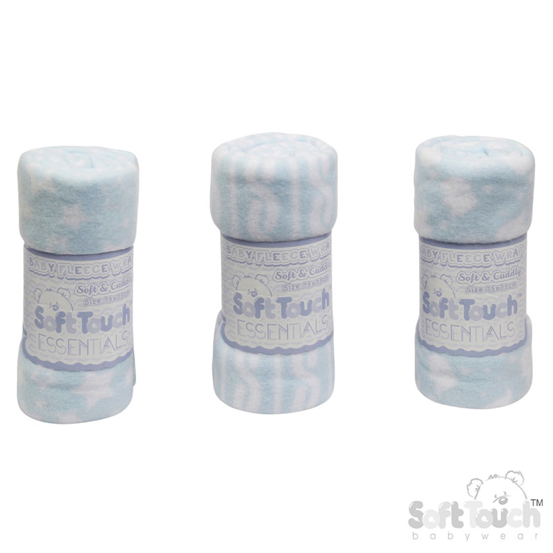 Printed Blue Baby Fleece Wrap No. FBP10-B