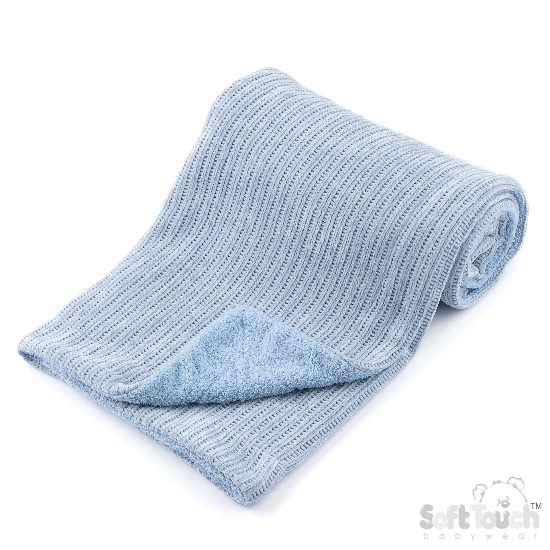 Blue Chenille Cellular Wrap w/Shiny Sherpa Back : FBP122-B