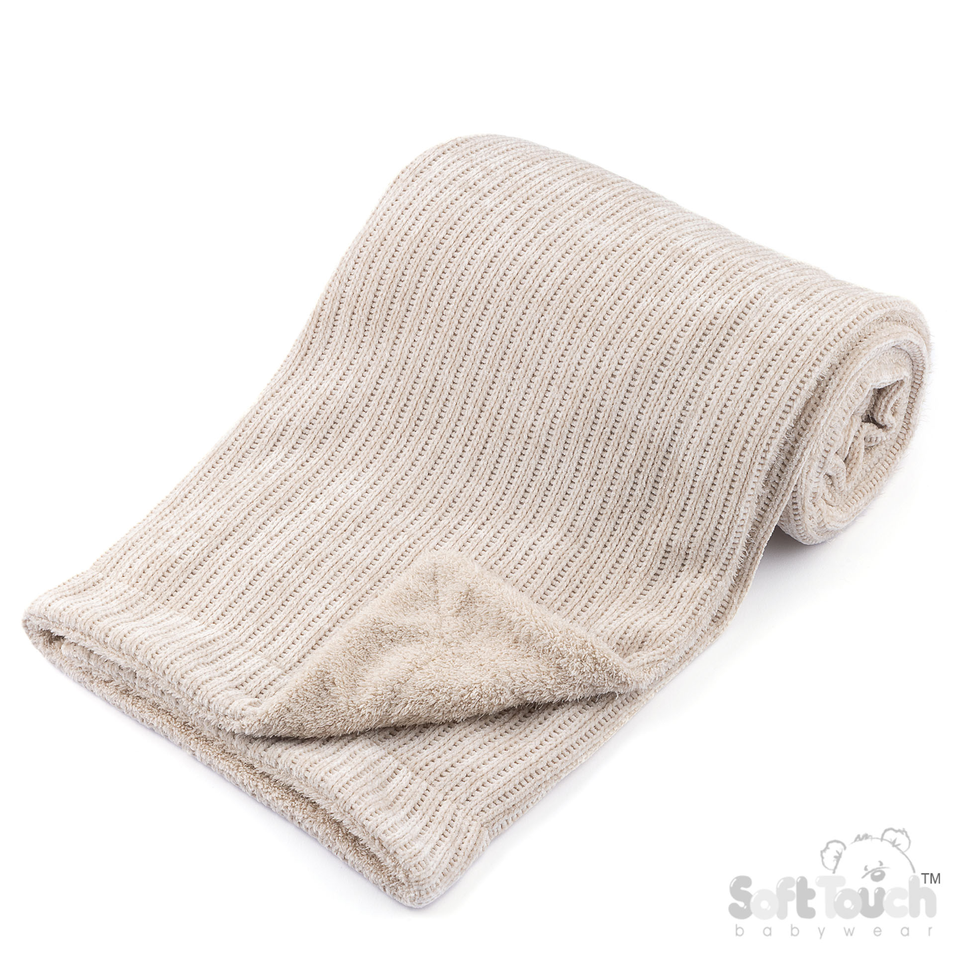 Biscuit Chenille Cellular Wrap w/Shiny Sherpa Back : FBP122-BI