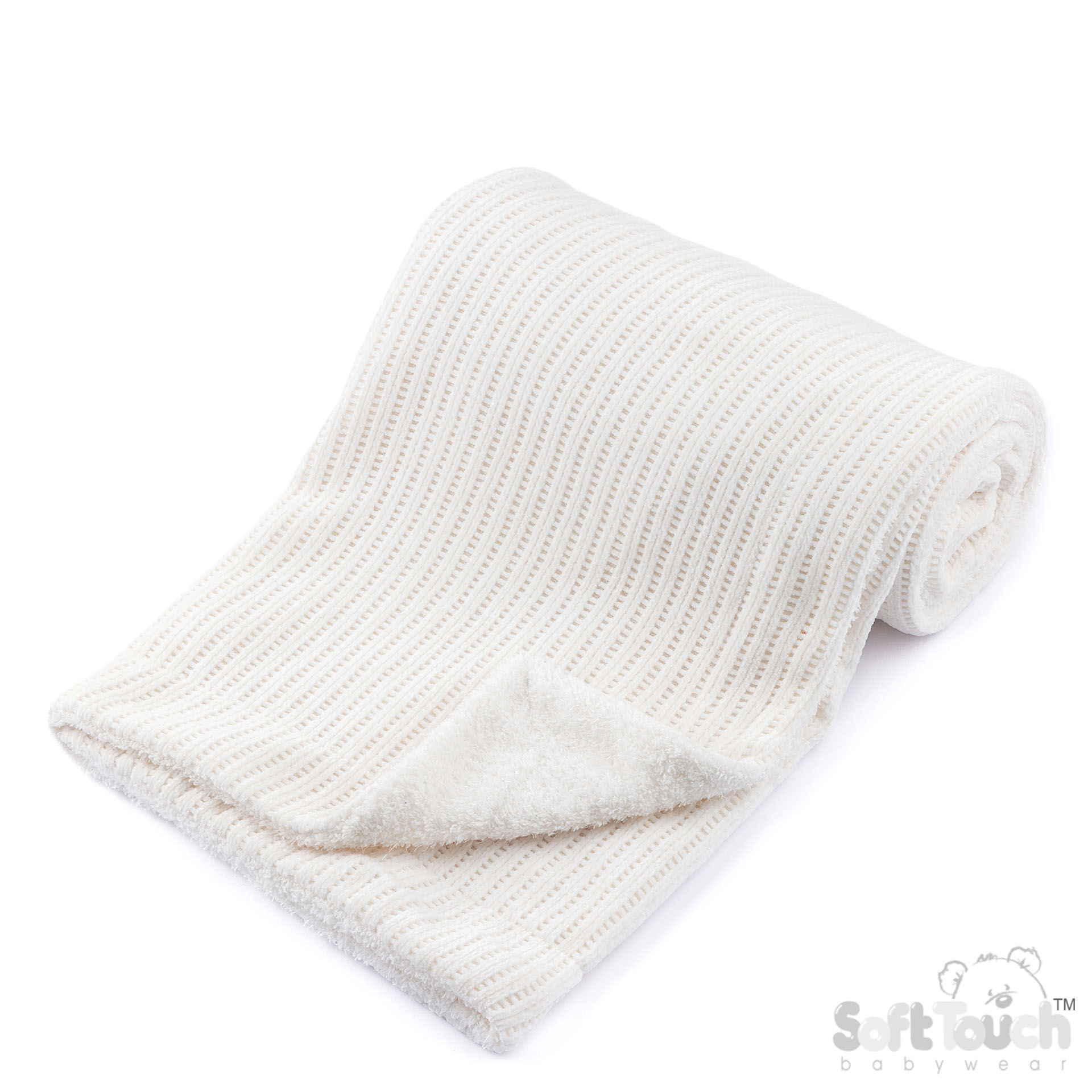 White Chenille Cellular Wrap w/ Shiny Sherpa Back : FBP122-W