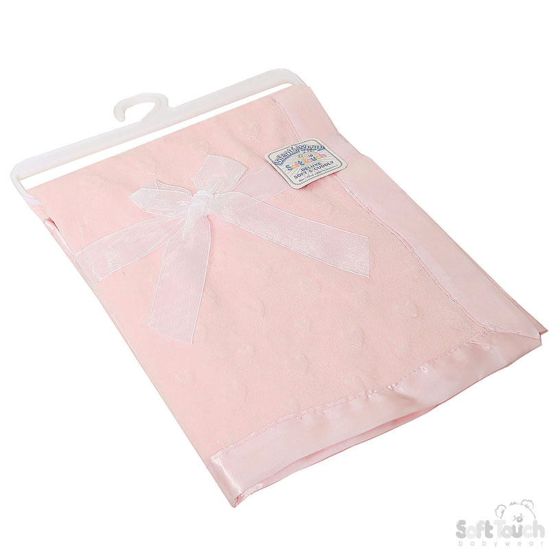 Pink 'Hearts' Embossed Mink Wrap No. FBP126-P