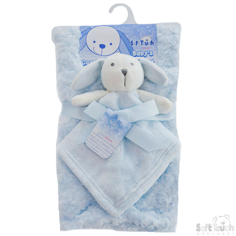 Blue Rose Wrap W/Puppy Comforter No. FBP174-B
