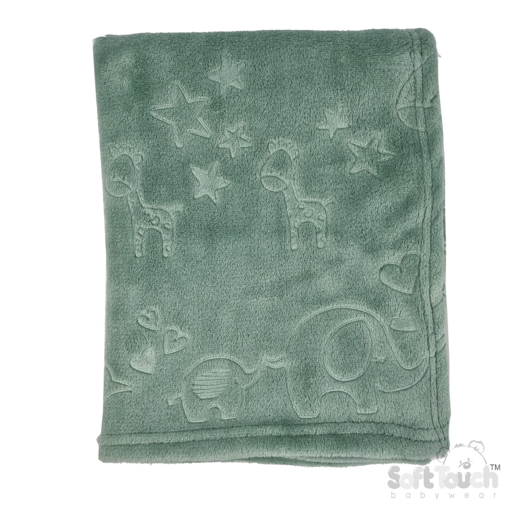 Sage Green Animal Embossed Flannel Wrap - FBP305-SG
