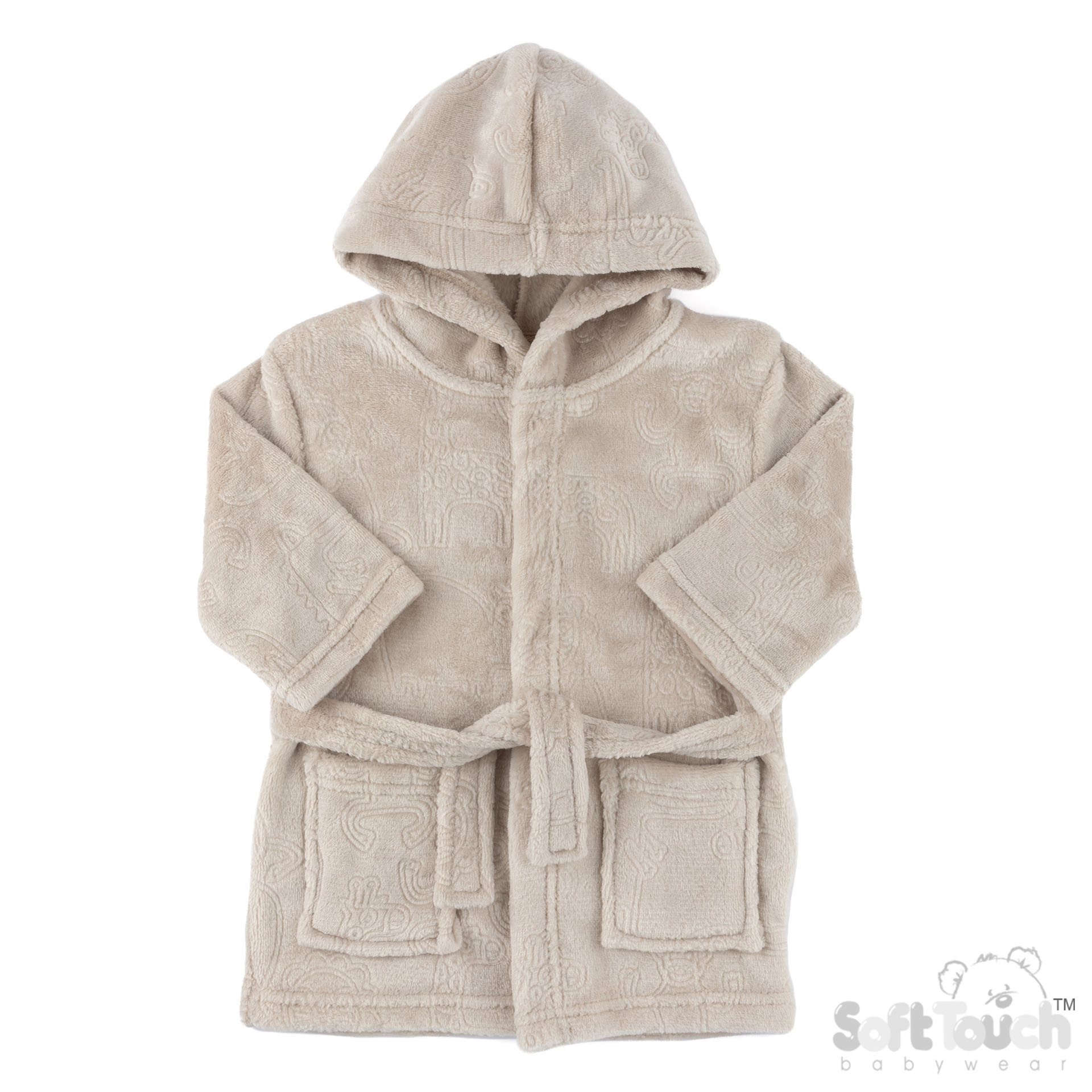 Biscuit Animal Embossed Hooded Robe : FBR305-BI-0-6m