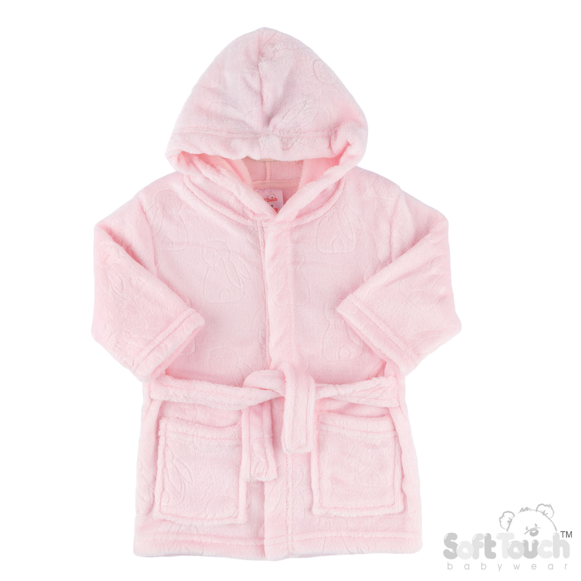 Pink Bunny Embossed Hooded Robe : FBR305-P-0-6m
