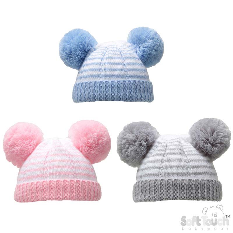 Small Striped Pom Pom Hat No. H620-SM