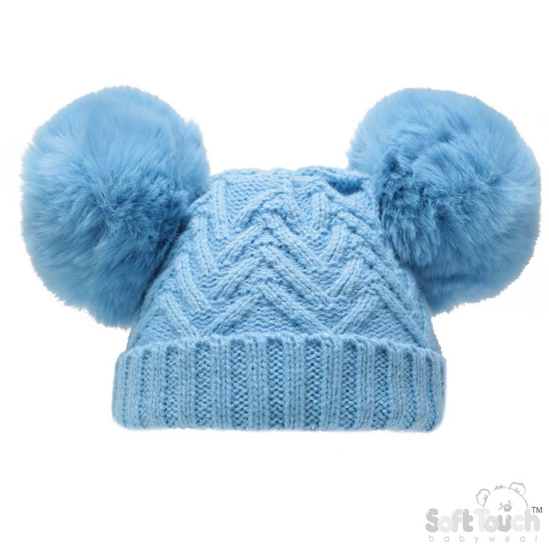Blue Cheveron Hat W/Inner Lining H632-B-M 6-18m