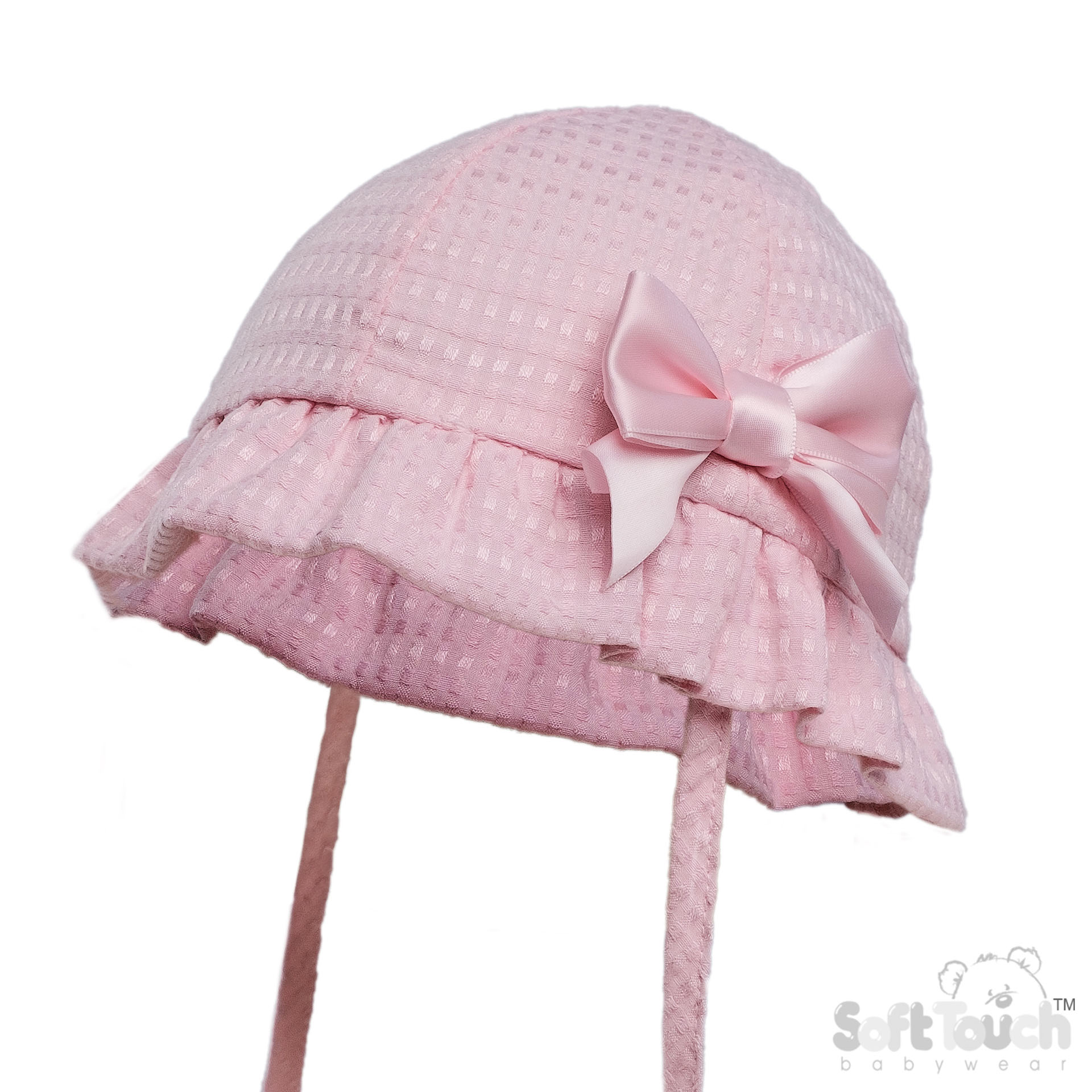 Pink Checked Hat w/Bow No. H82-P