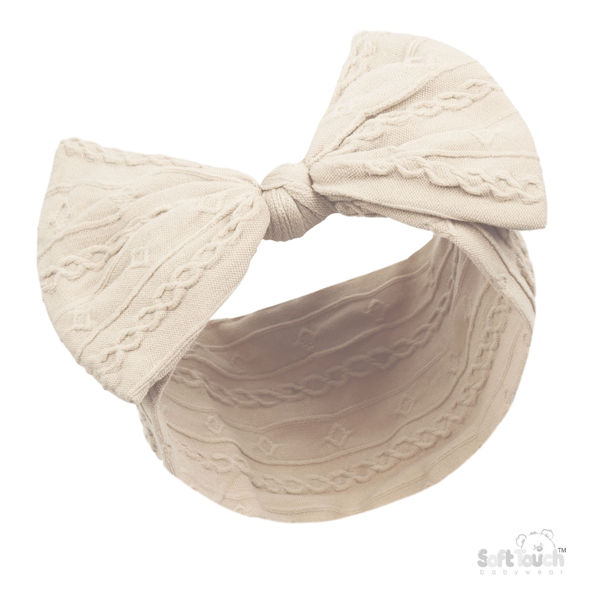 Beige Cable Headband w/Bow : HB112-BE