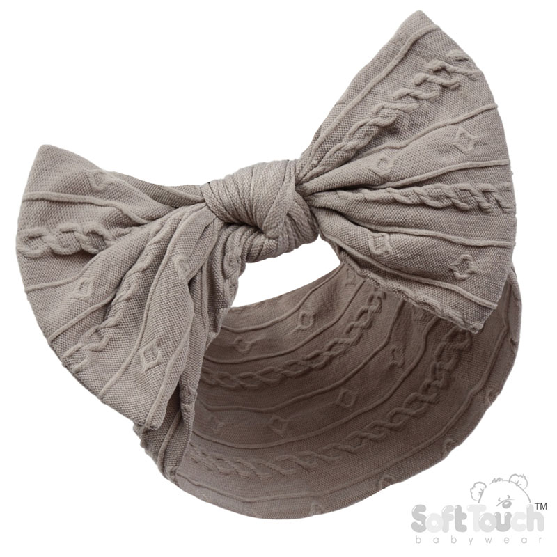 Grey Cable Headband w/Bow : HB112-G