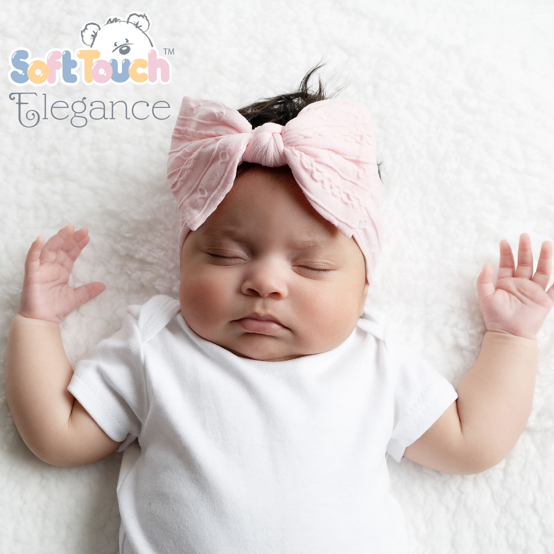 Pink Cable Headband w/Bow : HB112-P