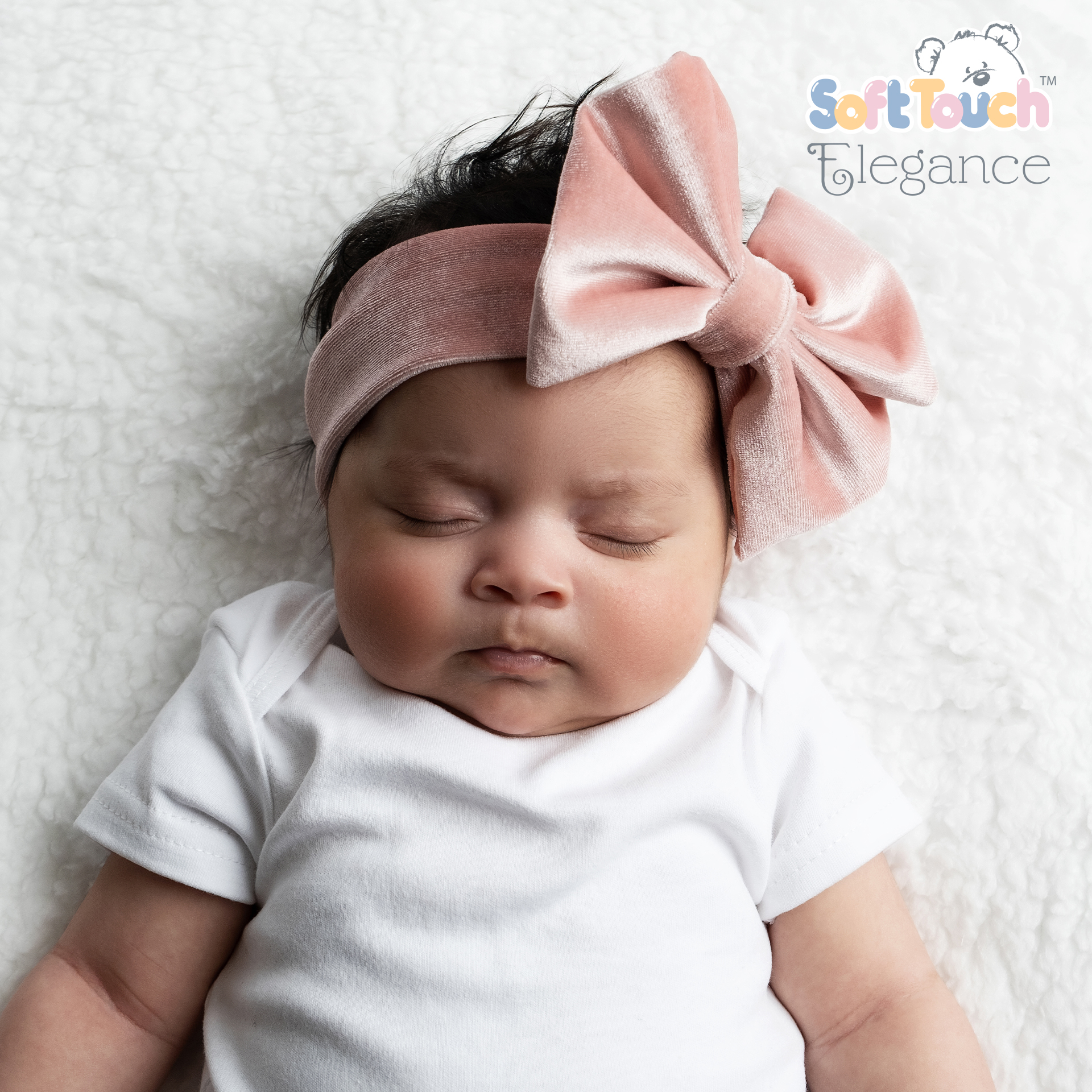 Rose Gold Velour Headband w/Bow : HB114-RO