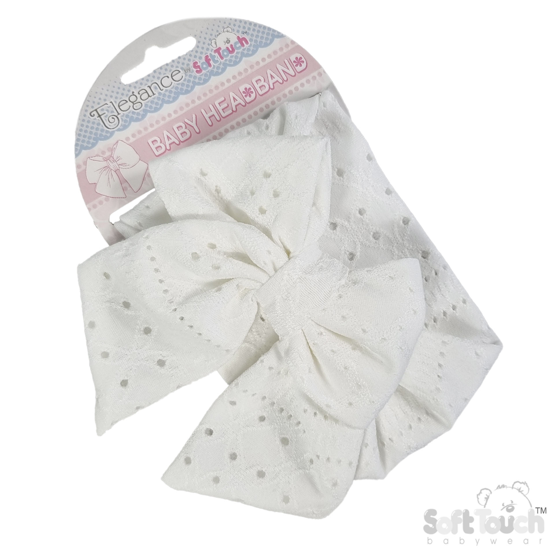 White Cable Headband w/Large Bow : HB118-W