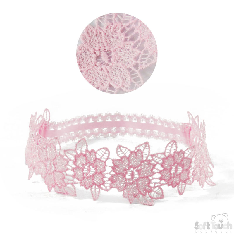 Pink Floral Lace Heaband: HB97-P