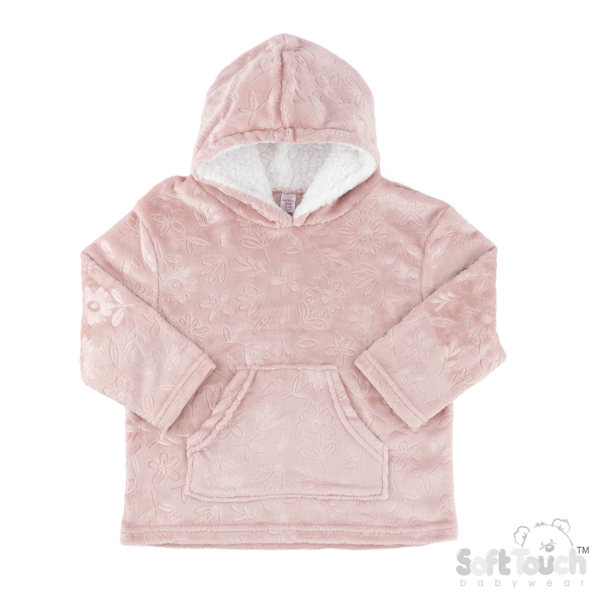Dusty Pink Floral Embossed Hoodies : HD305-DP-6-24 Months