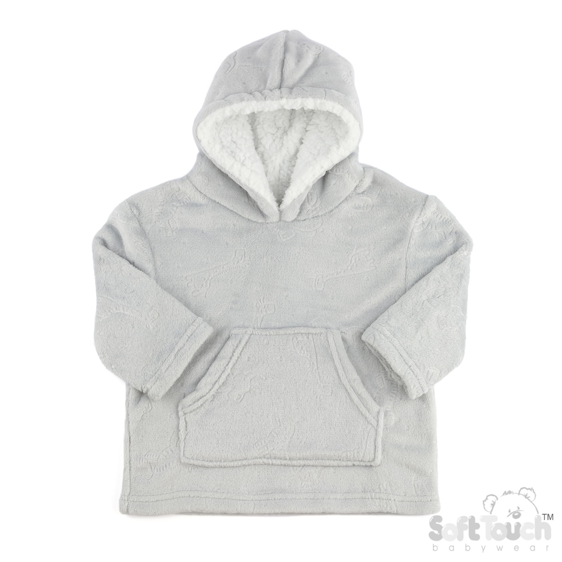 Grey Animal Embossed Hoodies : HD305-G-2-4 Years