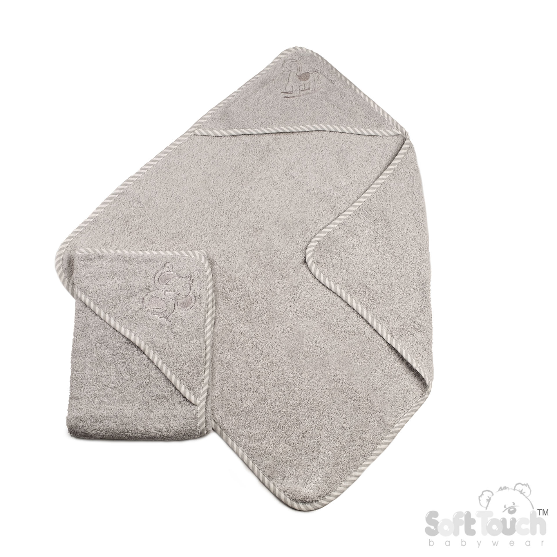 Grey Embroidered Hooded Robes with Striped Piping : HT13-G