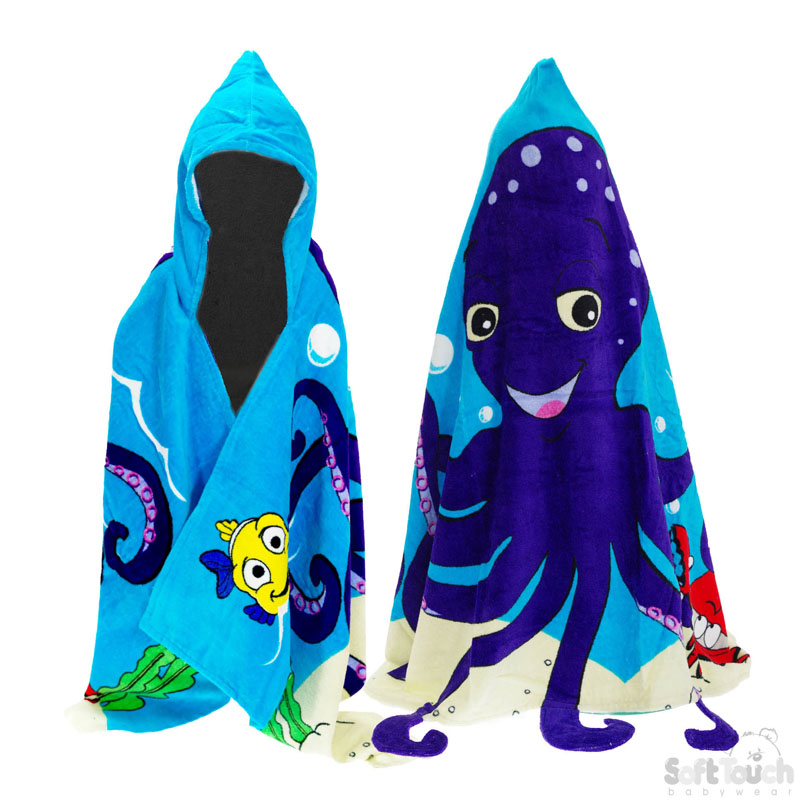 Printed Octopus Velour Hooded Robes - HT40-O