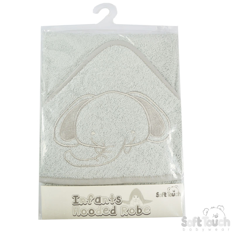Grey Hooded Robe w/ Elephant Embroidery : HT62-G