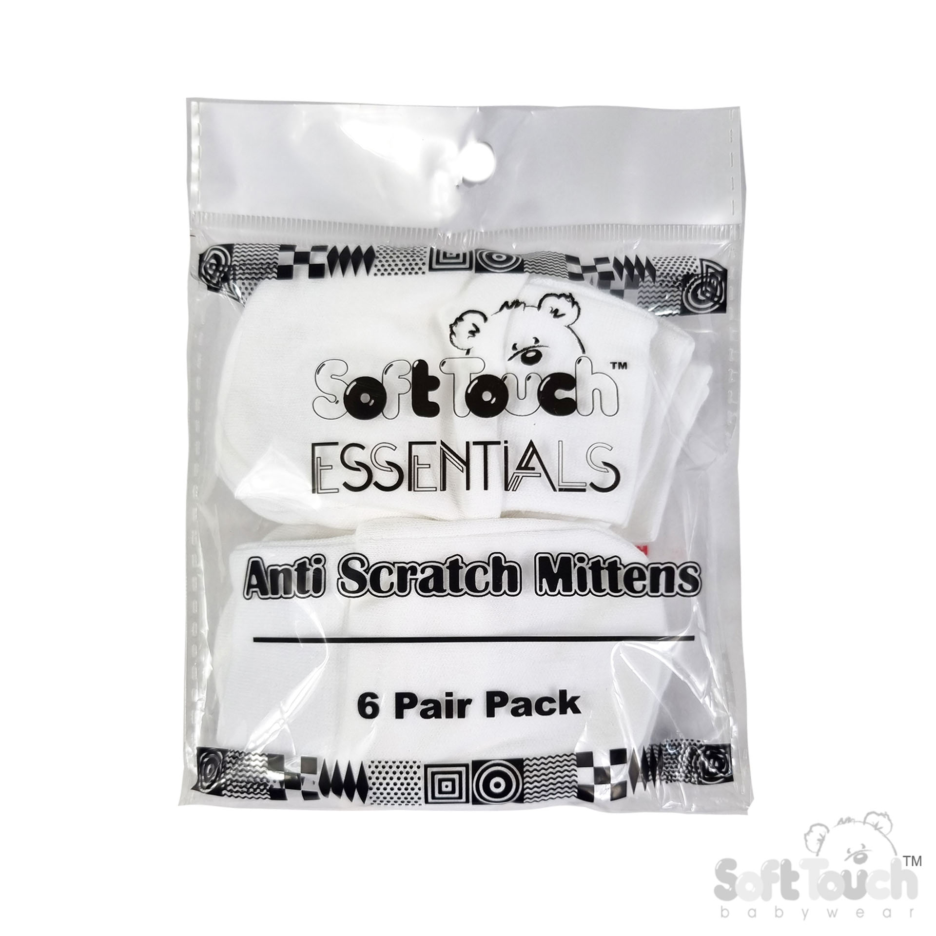 White Anti-Scratch Mittens No. P110-W-BP