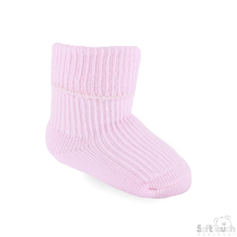Pink 0-3m Plain TOT Socks S02-P-03