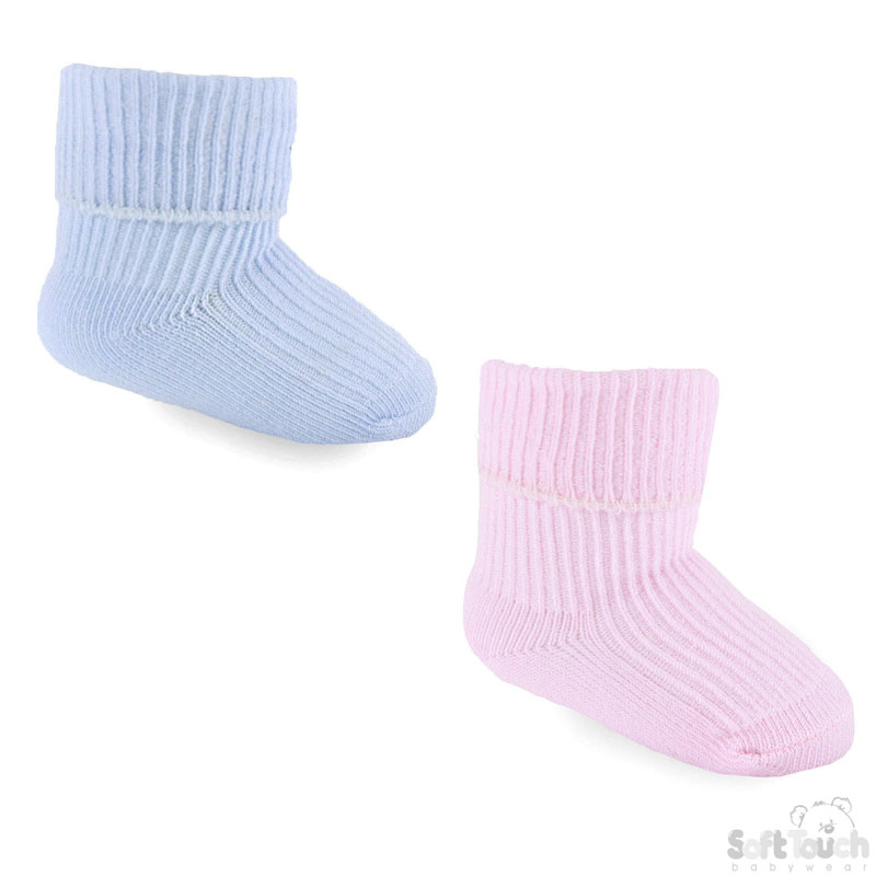 Pink/Blue 0-3m Plain TOT Socks S02-PB-03