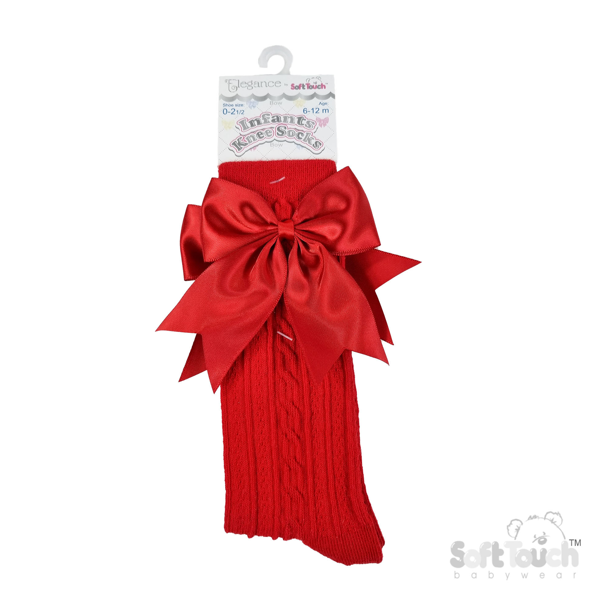 Red 'Elegance' Knee Length Socks w/Satin Bow : S350-R