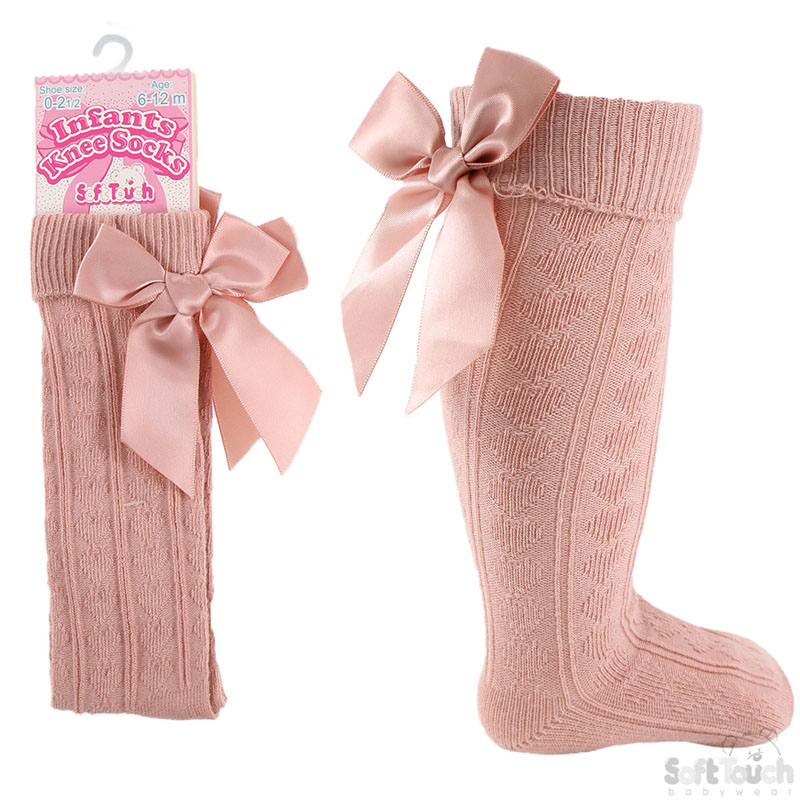 Rose Gold Knee Length Socks W/Bow No. S41-RO