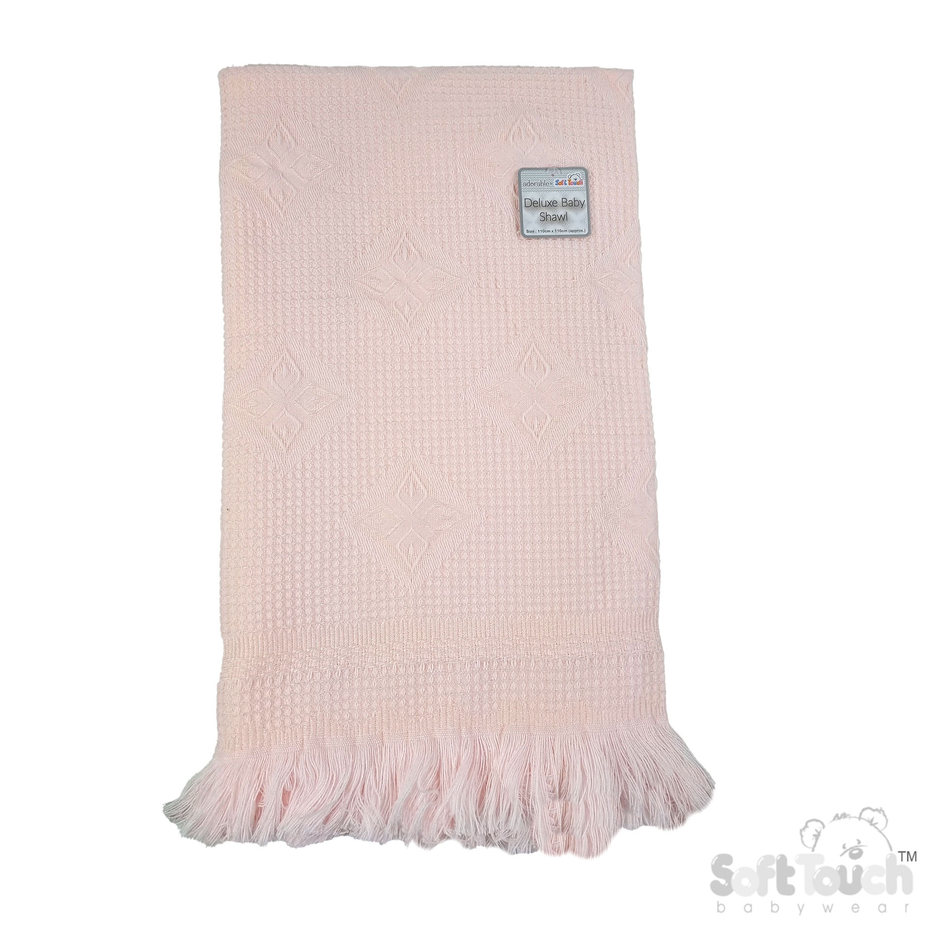 Pink Acrylic Baby Shawl with Frill : Star Design  No.SH22-BP-P