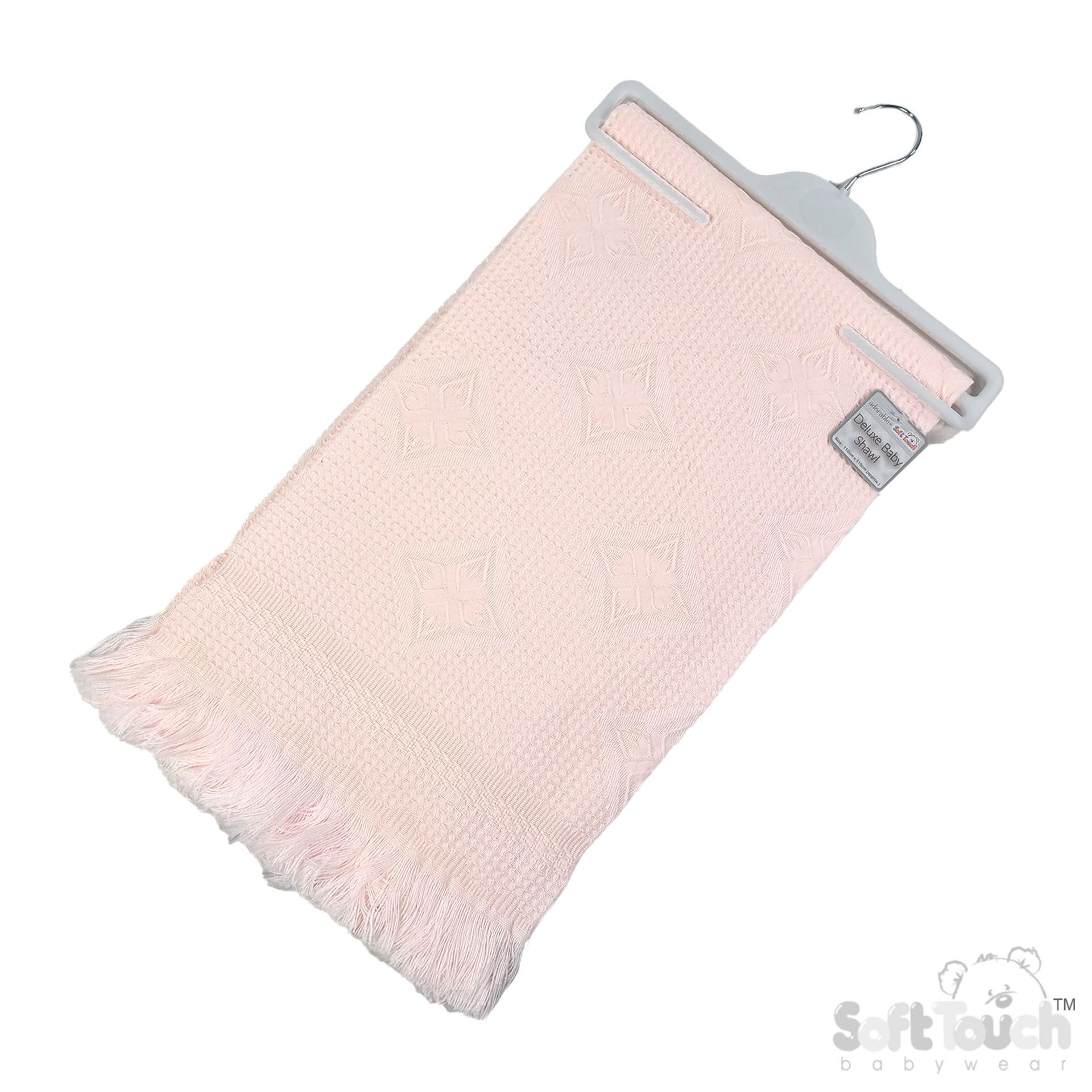 Pink Acrylic Baby Shawl with Frill : Star Design  No.SH22-P