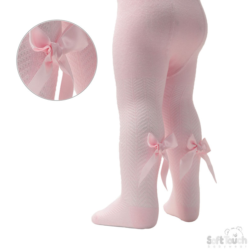 Pink Cheveron Tights W/Long Bow No. T120-P-6-12