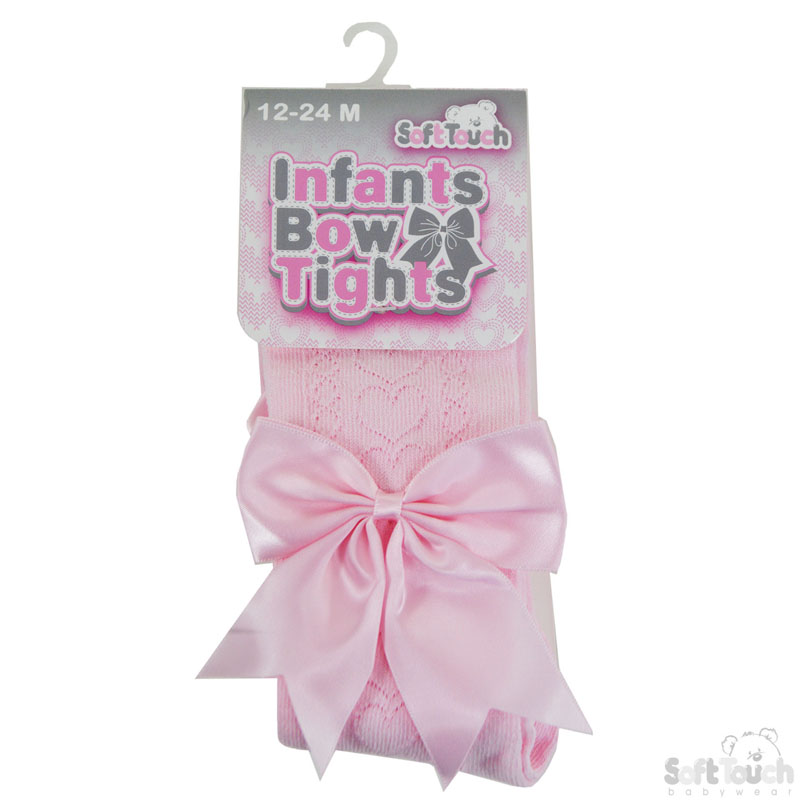 Pink Heart Tights W/Large Bow No. T122-P-12-24