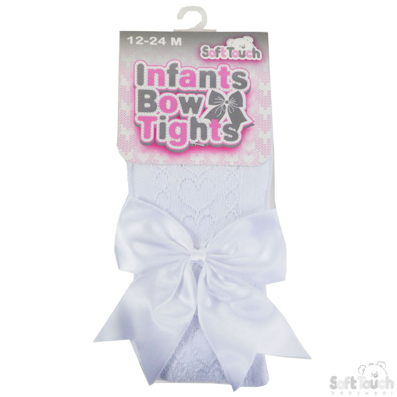 White Heart Tights W/Large Bow No. T122-W-12-24