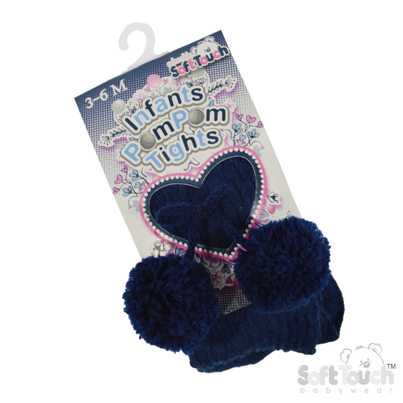 Navy Infants Tights W/Pom Pom No. T45-N