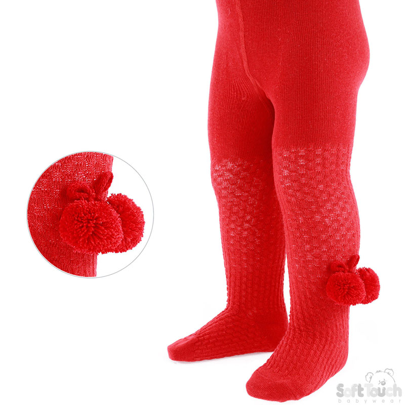 Red InfantsTights W/Pom Pom No. T45-R
