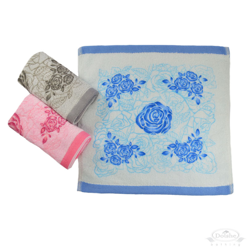 Pink, Blue, Grey Rose Face Cloth No. T455