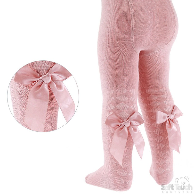 Rose Gold Childs Diamond Tights W/Bow No. T51-RO