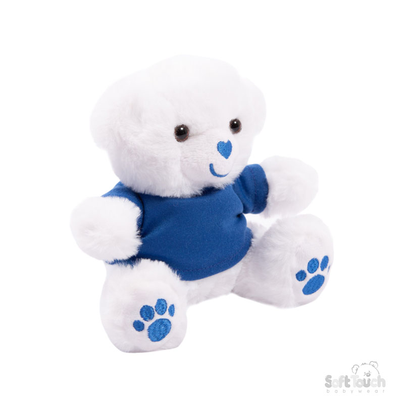 15cm White Teddy w/Navy T-Shirt  : TB315-N